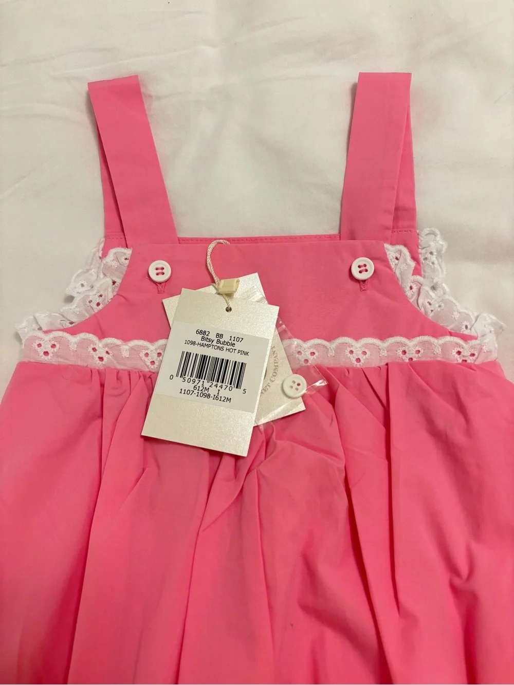 The Beaufort Bonnet Pink Bitsy Bubble 6-12M